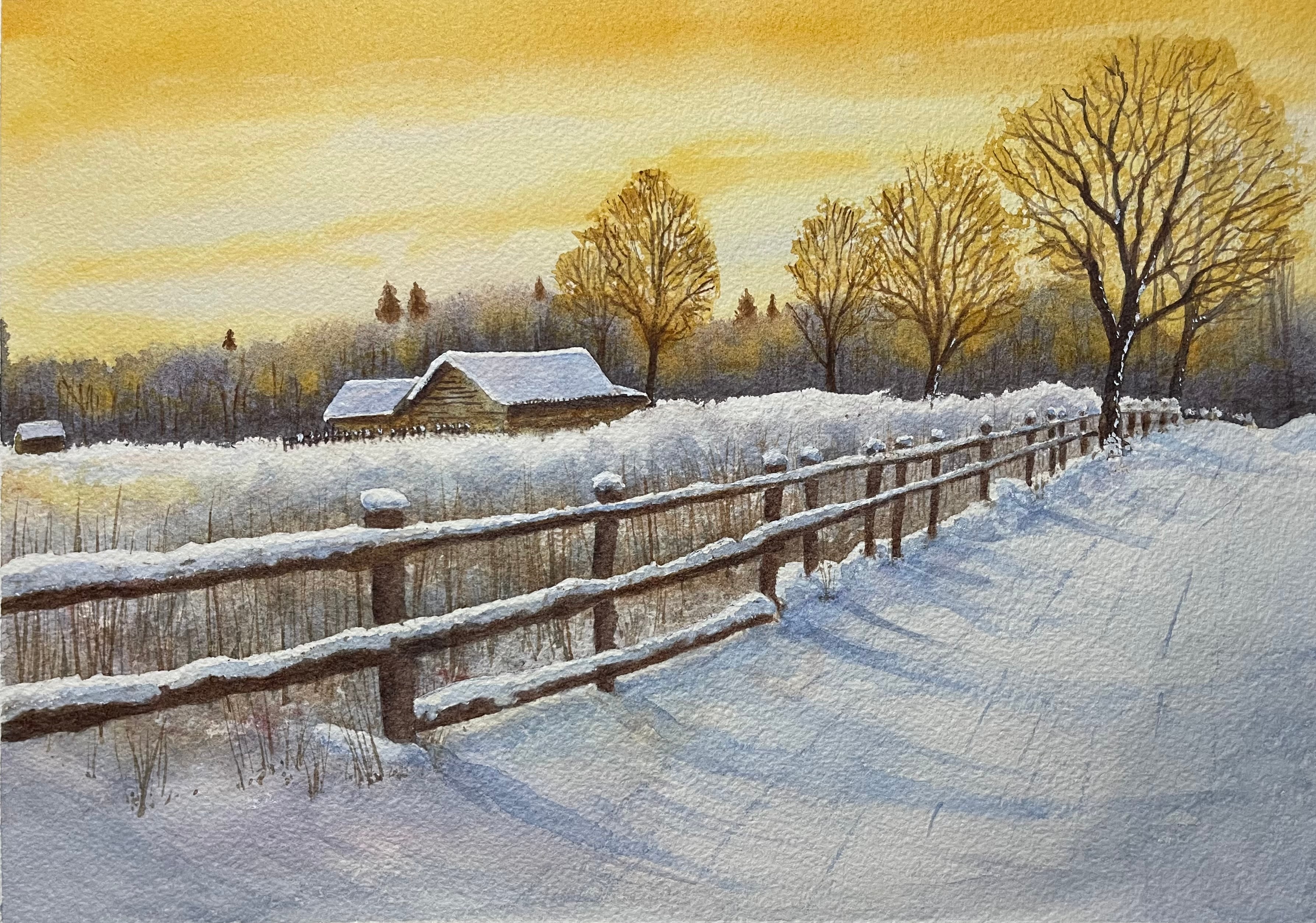 Golden Winter Fence